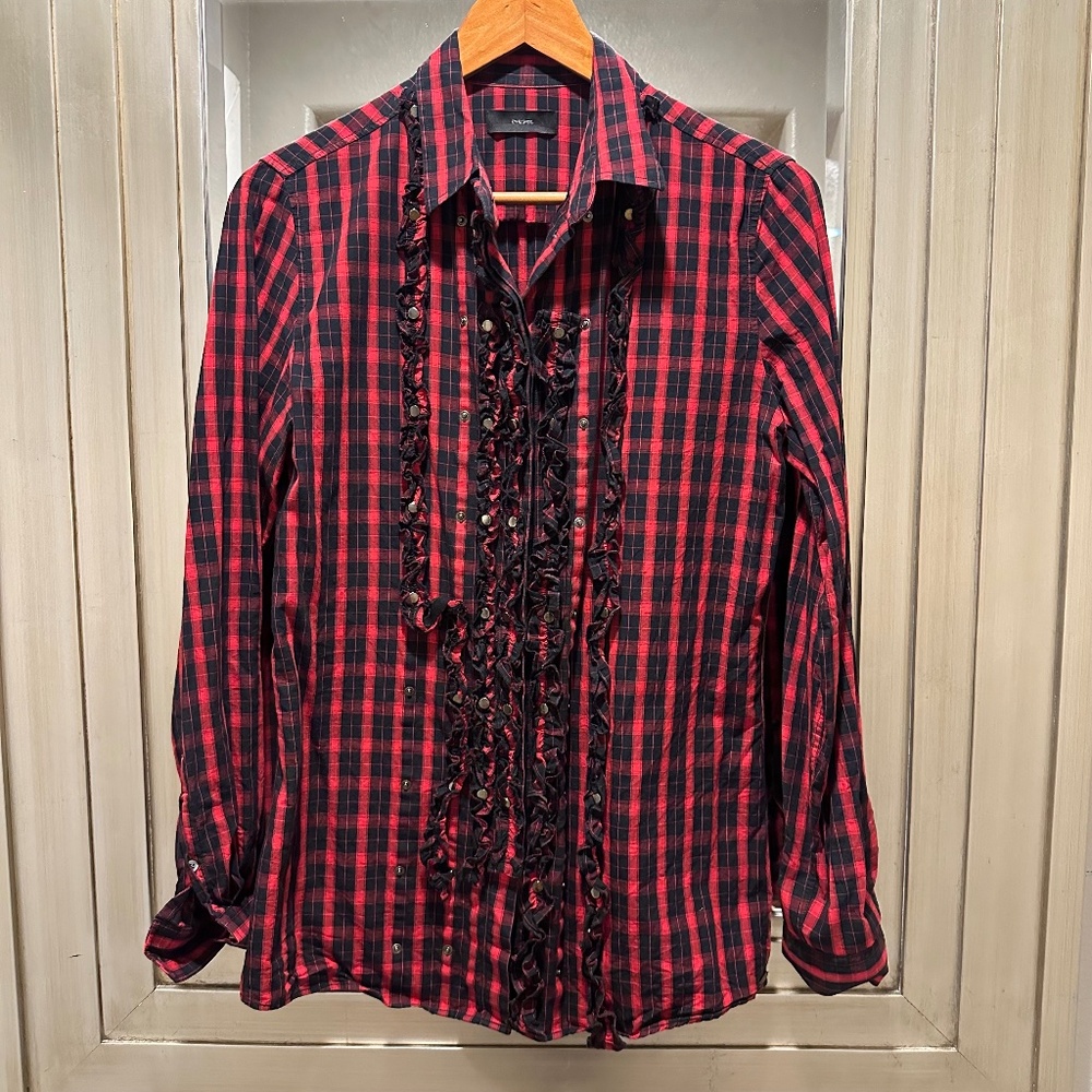 Diesel long sleeve woman's red and black plaid